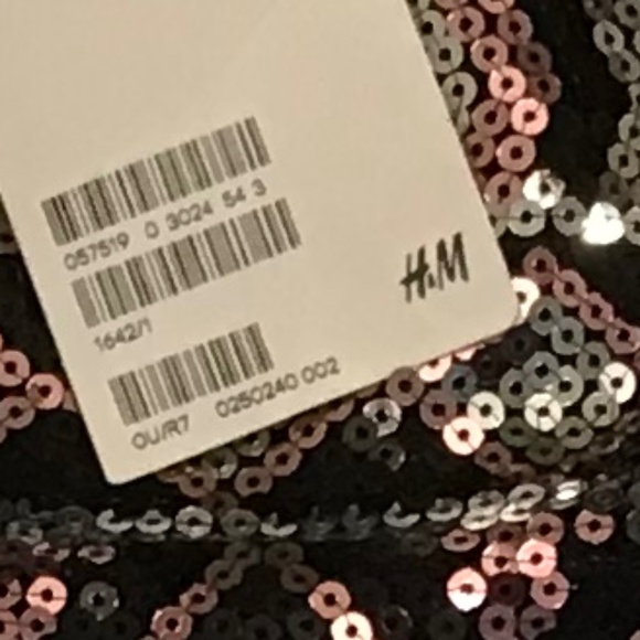 NWT H&M sequined geometric pink, white & black pull-on stretchy mini skirt (M) - Picture 2 of 10